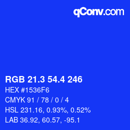 カラーコード: RGB 21.3 54.4 246 | qconv.com