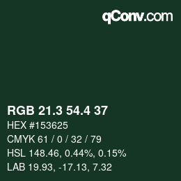 カラーコード: RGB 21.3 54.4 37 | qconv.com
