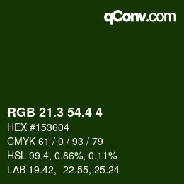 カラーコード: RGB 21.3 54.4 4 | qconv.com