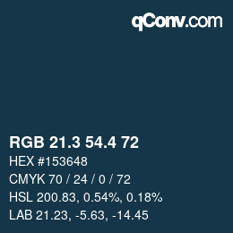 カラーコード: RGB 21.3 54.4 72 | qconv.com