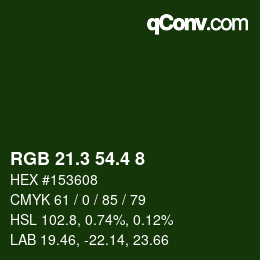 カラーコード: RGB 21.3 54.4 8 | qconv.com