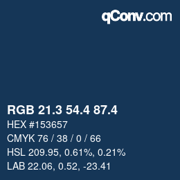 カラーコード: RGB 21.3 54.4 87.4 | qconv.com