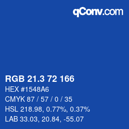カラーコード: RGB 21.3 72 166 | qconv.com