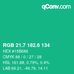 カラーコード: RGB 21.7 182.6 134 | qconv.com
