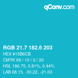 カラーコード: RGB 21.7 182.6 203 | qconv.com