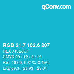 カラーコード: RGB 21.7 182.6 207 | qconv.com