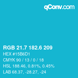 カラーコード: RGB 21.7 182.6 209 | qconv.com