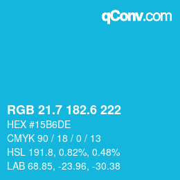 カラーコード: RGB 21.7 182.6 222 | qconv.com