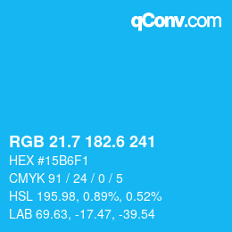 カラーコード: RGB 21.7 182.6 241 | qconv.com