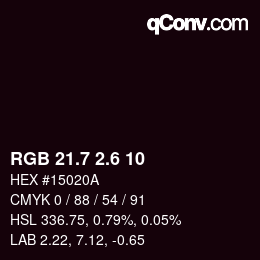 カラーコード: RGB 21.7 2.6 10 | qconv.com