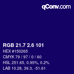 カラーコード: RGB 21.7 2.6 101 | qconv.com