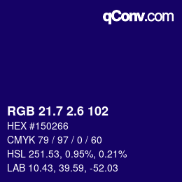 カラーコード: RGB 21.7 2.6 102 | qconv.com