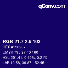カラーコード: RGB 21.7 2.6 103 | qconv.com