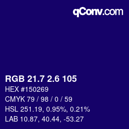 カラーコード: RGB 21.7 2.6 105 | qconv.com