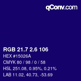 カラーコード: RGB 21.7 2.6 106 | qconv.com