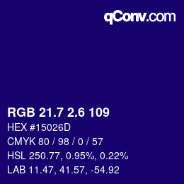 カラーコード: RGB 21.7 2.6 109 | qconv.com