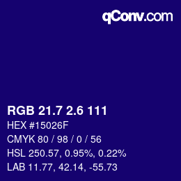 カラーコード: RGB 21.7 2.6 111 | qconv.com