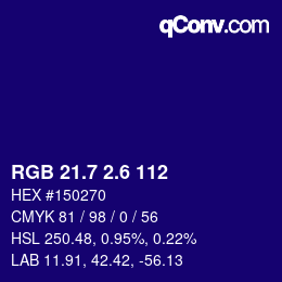 カラーコード: RGB 21.7 2.6 112 | qconv.com