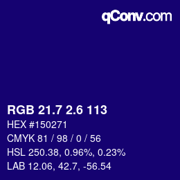 カラーコード: RGB 21.7 2.6 113 | qconv.com