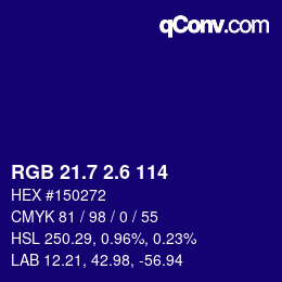 カラーコード: RGB 21.7 2.6 114 | qconv.com