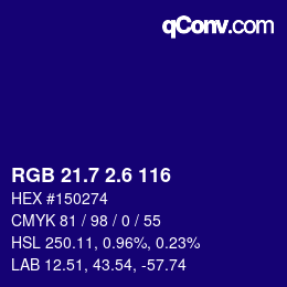 カラーコード: RGB 21.7 2.6 116 | qconv.com