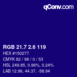 カラーコード: RGB 21.7 2.6 119 | qconv.com