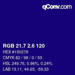 カラーコード: RGB 21.7 2.6 120 | qconv.com