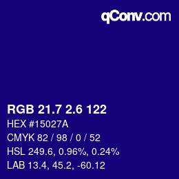 カラーコード: RGB 21.7 2.6 122 | qconv.com