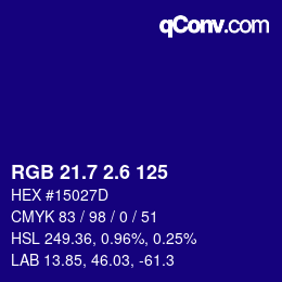 カラーコード: RGB 21.7 2.6 125 | qconv.com