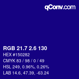 カラーコード: RGB 21.7 2.6 130 | qconv.com