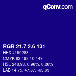 カラーコード: RGB 21.7 2.6 131 | qconv.com