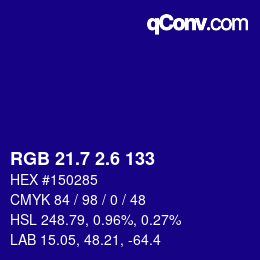 カラーコード: RGB 21.7 2.6 133 | qconv.com