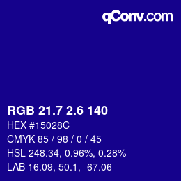 カラーコード: RGB 21.7 2.6 140 | qconv.com