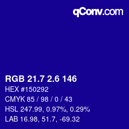 カラーコード: RGB 21.7 2.6 146 | qconv.com