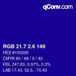 カラーコード: RGB 21.7 2.6 149 | qconv.com