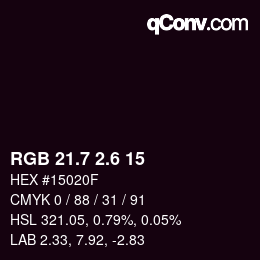 カラーコード: RGB 21.7 2.6 15 | qconv.com