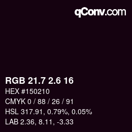 カラーコード: RGB 21.7 2.6 16 | qconv.com