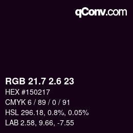カラーコード: RGB 21.7 2.6 23 | qconv.com