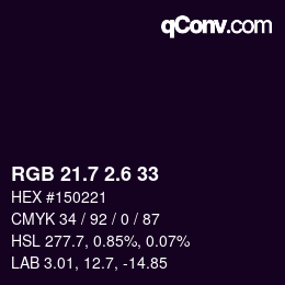 カラーコード: RGB 21.7 2.6 33 | qconv.com