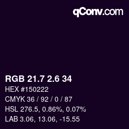 カラーコード: RGB 21.7 2.6 34 | qconv.com