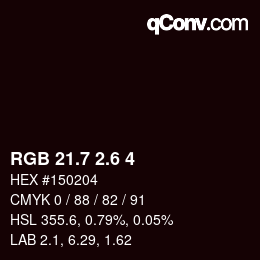 カラーコード: RGB 21.7 2.6 4 | qconv.com