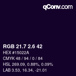 カラーコード: RGB 21.7 2.6 42 | qconv.com