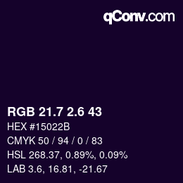 カラーコード: RGB 21.7 2.6 43 | qconv.com