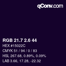カラーコード: RGB 21.7 2.6 44 | qconv.com