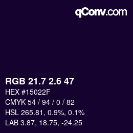 カラーコード: RGB 21.7 2.6 47 | qconv.com