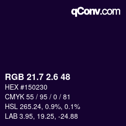 カラーコード: RGB 21.7 2.6 48 | qconv.com