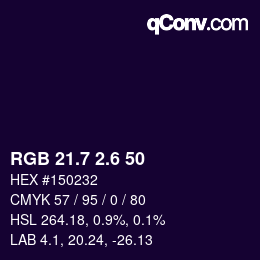 カラーコード: RGB 21.7 2.6 50 | qconv.com