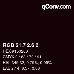 カラーコード: RGB 21.7 2.6 6 | qconv.com