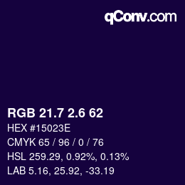 カラーコード: RGB 21.7 2.6 62 | qconv.com