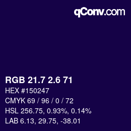カラーコード: RGB 21.7 2.6 71 | qconv.com